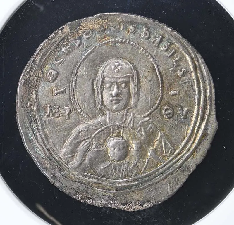 Лабораторный прибор Basil II AD 976-1025 BYZANTINE Miliaresion 2.85g NGC Ch XF S — фото лота 2