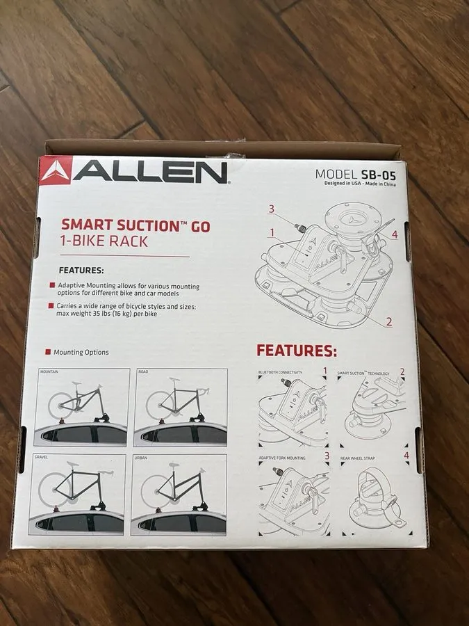 Вакуумная присоска Allen Smart Suction GO 1-Bike Suction Cup Rack w/ Bluetooth,