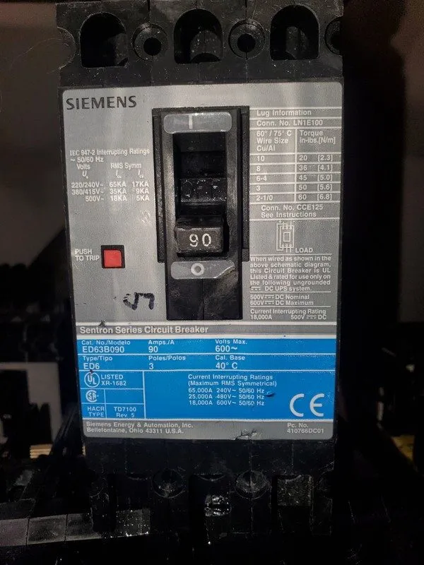 Автоматический выключатель Siemens Sentron Series 90 Amp 65K Circuit Breaker (HH