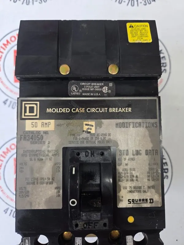 Автоматический выключатель Square D Circuit Breaker FA34050 50A 3-Pole 240/480V  — фото лота 1