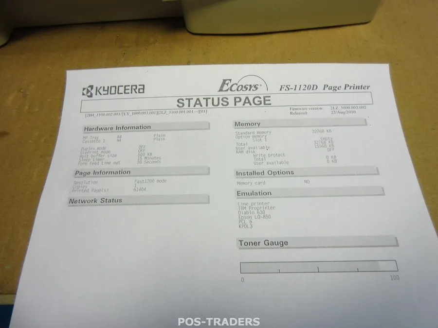 Лазерный принтер Kyocera FS-1120d A4 30ppm USB Mono Laser Printer 47290 / BAD PR