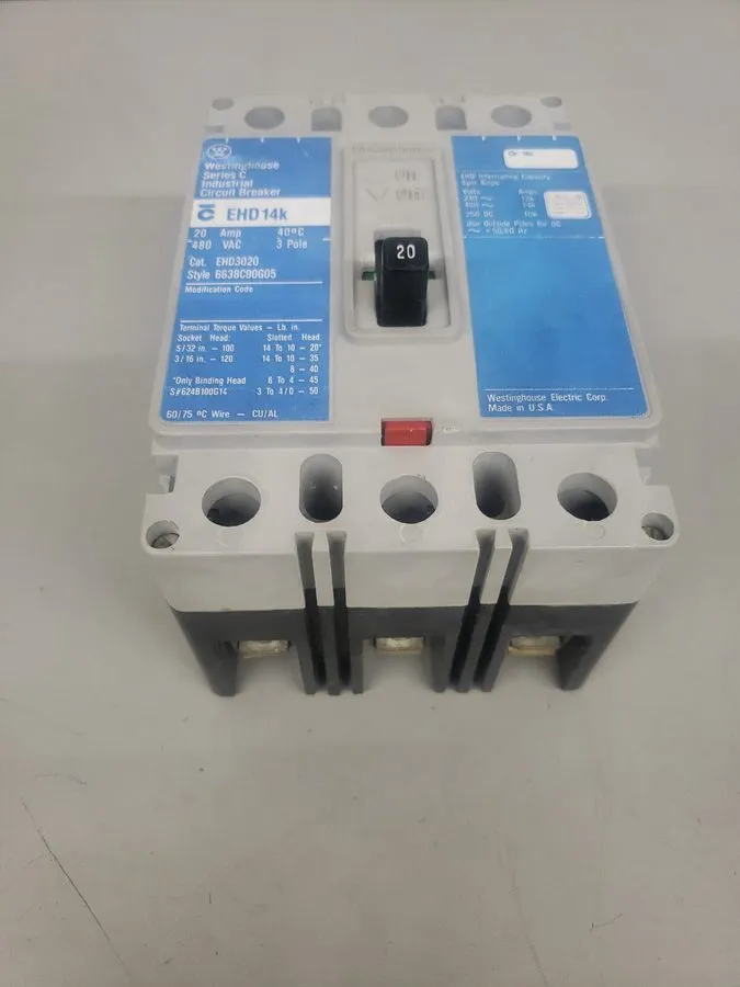 Автоматический выключатель 1- WESTINGHOUSE EHD3020L Circuit Breaker 20 Amp 3 Pol