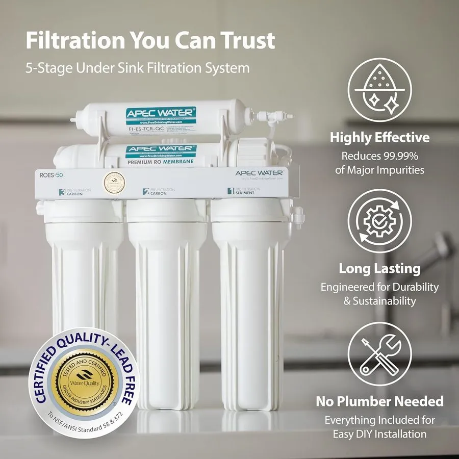 Насос ROES-50, 5-Stage Under Sink Reverse Osmosis Water Filter System, NSF Certi — фото лота 1