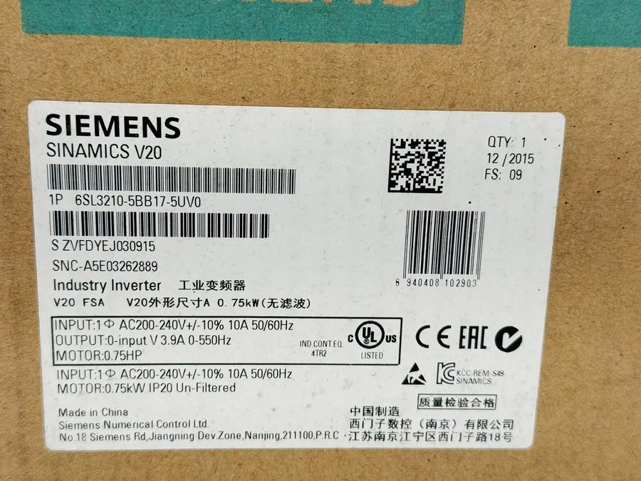 Частотный преобразователь SIEMENS SINAMICS V20 6SL3210-5BB17-5UV0 INVERTER