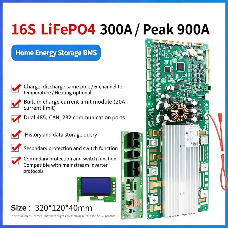 Аккумулятор JBD 8S-16S 24V-48V 300A LiFePo4 Home Storage Energy Inverter BMS UAR