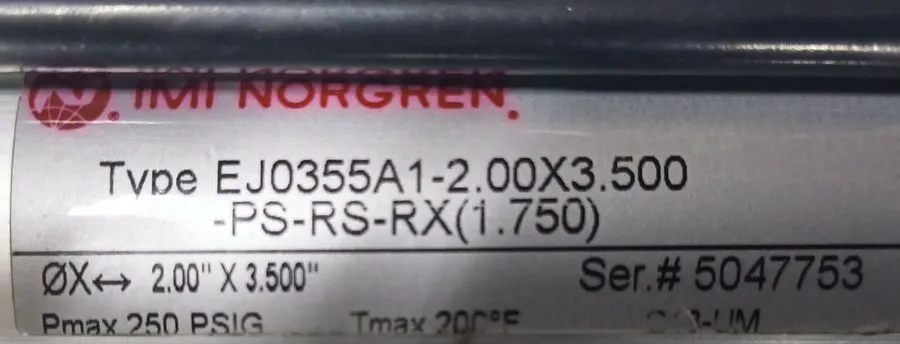 Пневмоцилиндр NORGREN EJ0355A1-2.00X3.500 Pneumatic Cylinder. 2"Bore X 3.5"Strok — фото лота 1