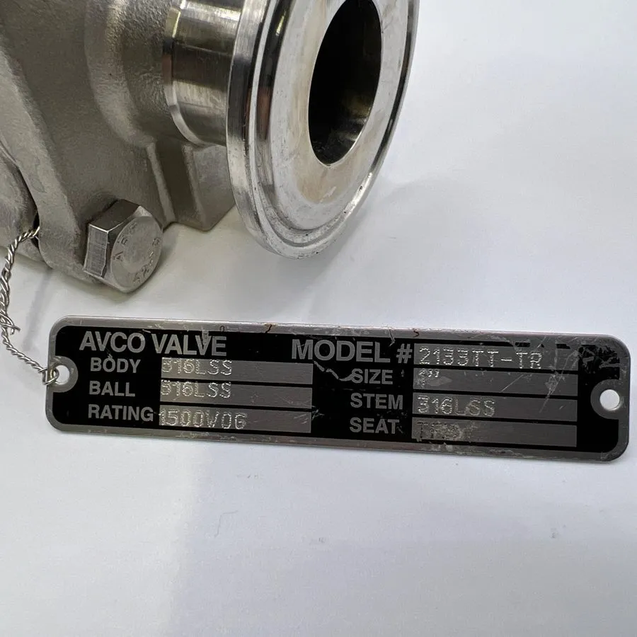 Клапан AVCO 1” Ball Valve Full Port Tri Clamp Stainless Steel 316 Model 2133TT-T