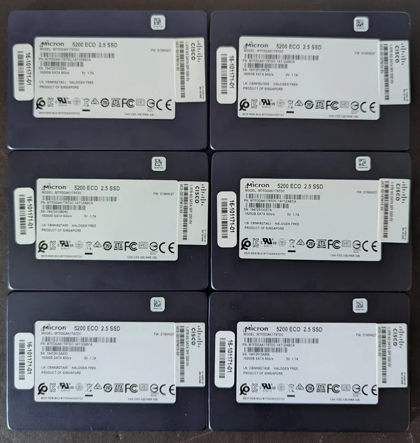 Сервер Micron MTFDDAK1T9TDC 1.92TB SSD SATA 2.5 Server Laptop Desktop PC Hard Dr