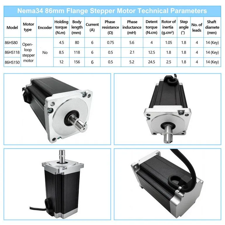 Электродвигатель Nema34 Stepper Motor 86mm CNC 14mm shaft 4.5/8.5/12Nm Driver Ki — фото лота 1