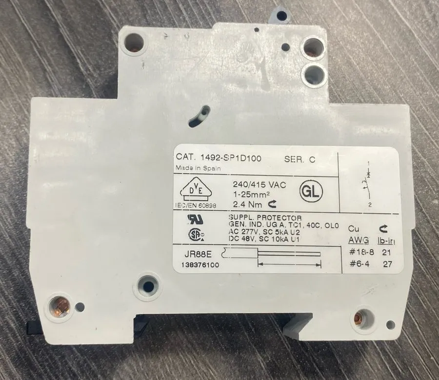 Автоматический выключатель Allen Bradley 1492-SP1D100 Ser C Circuit Breaker 1 Po