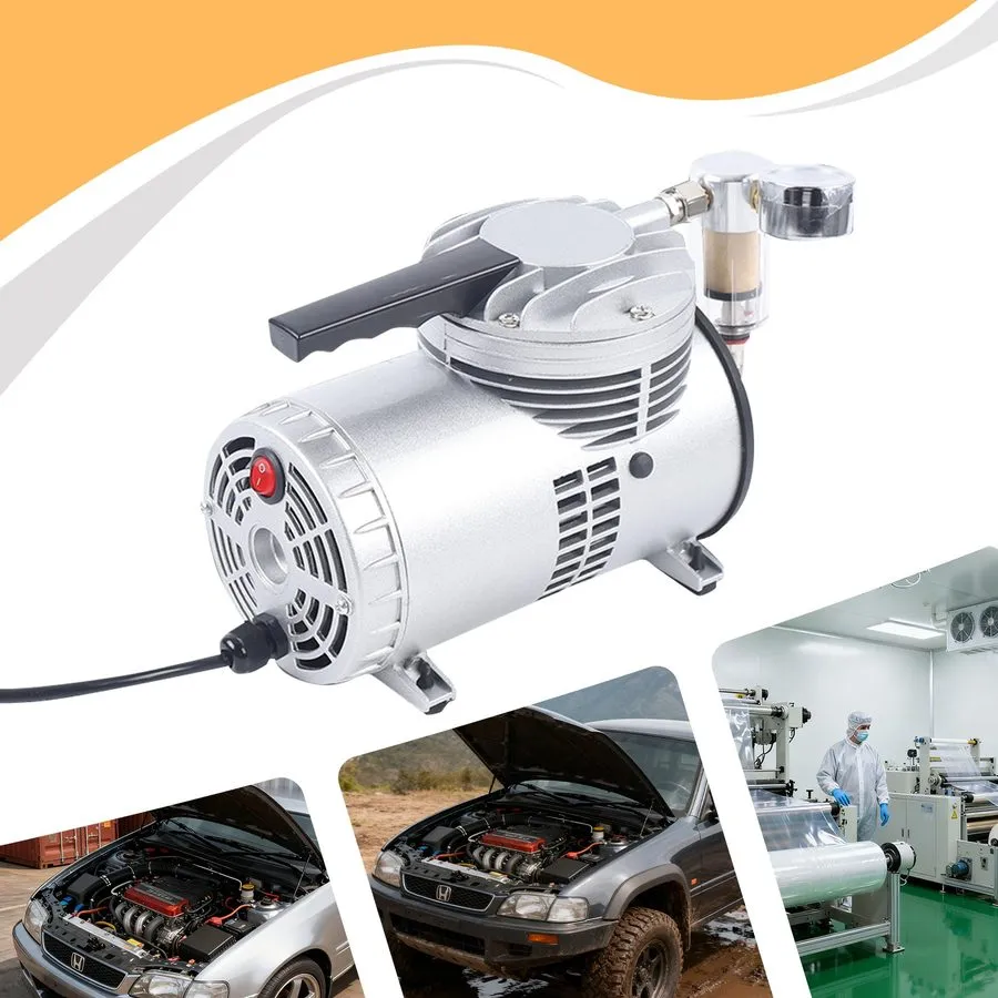 Насос 1/4HP Oil-free Vacuum Pump 65-68L/min HVAC Diaphragm Filter Pump 600mmHG — фото лота 1