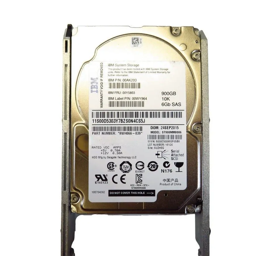 Жёсткий диск IBM 900GB 10K SAS 2.5' SFF HARD DRIVE 00Y5803 00WY964 00AK203 HDD