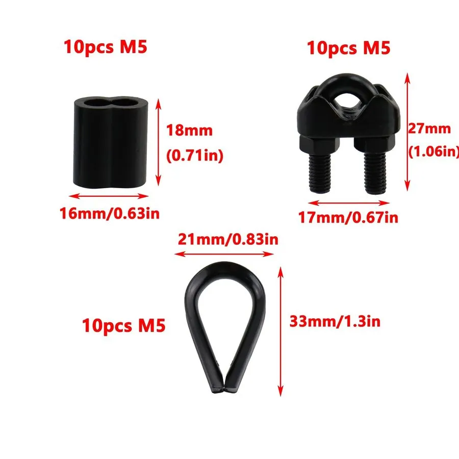 Складское оборудование M53/16 Inch Wire Rope Accessory Set Black Hardware Riggin — фото лота 1