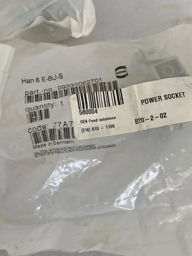 Разъём Harting 09330062701 / HAN-6E-BU-S Female Connector Insert 6-Pole, 16A, 50