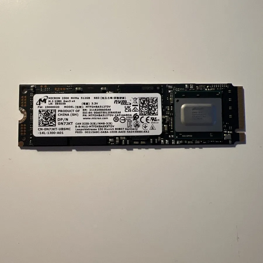 SSD-накопитель Micron 2300 512GB M.2 2280 NVMe PCIe Gen3 x4 SSD MTFDHBA512TDV