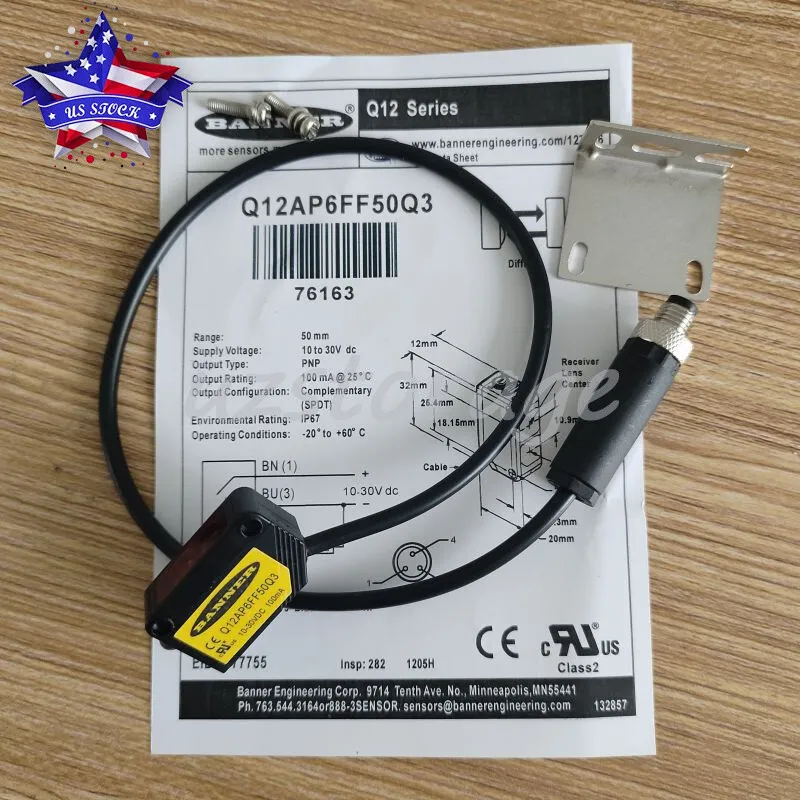 Фотоэлектрический датчик Banner Q12AP6FF50Q3 Photoelectric Sensor 76163 PNP M8 3