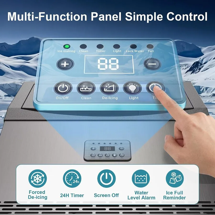 Льдогенератор 110lbs/24h Commercial Built-in Ice Maker Machine Display Ice Cube  — фото лота 3