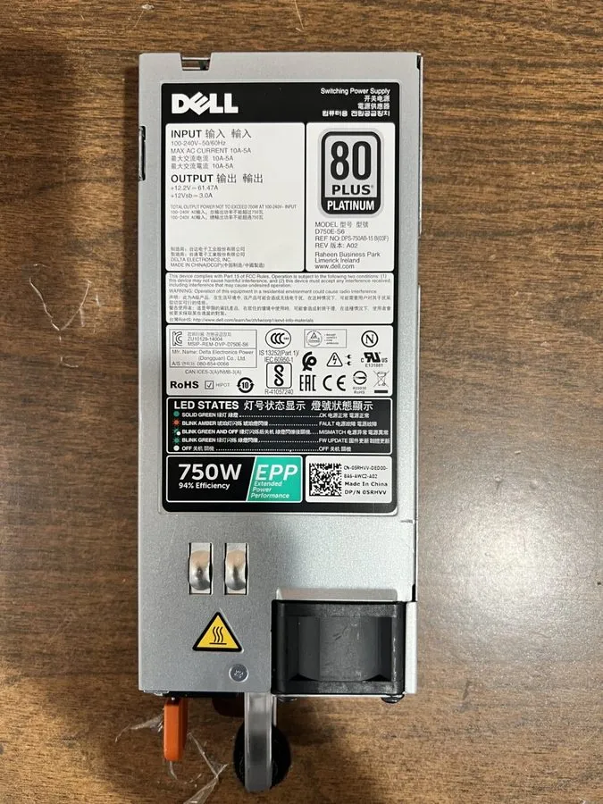 Блок питания Dell PowerEdge R730 R740 750W EPP Switching Power Supply 5RHVV 05RH