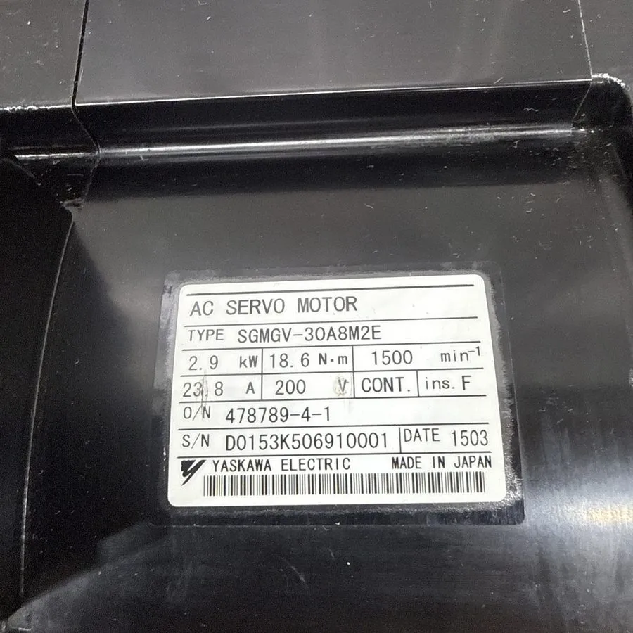 Серводвигатель Yaskawa SGMGV-30A8M2E Servo Motor 2.9kw 1500rpm 18.6nm 200v-ac — фото лота 2