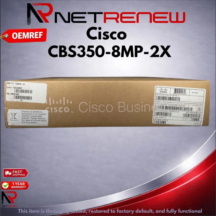 Коммутатор Cisco Refresh CBS350-8MP-2X Managed 8-Port 2.5G PoE+ 2x10G SFP+ Switc