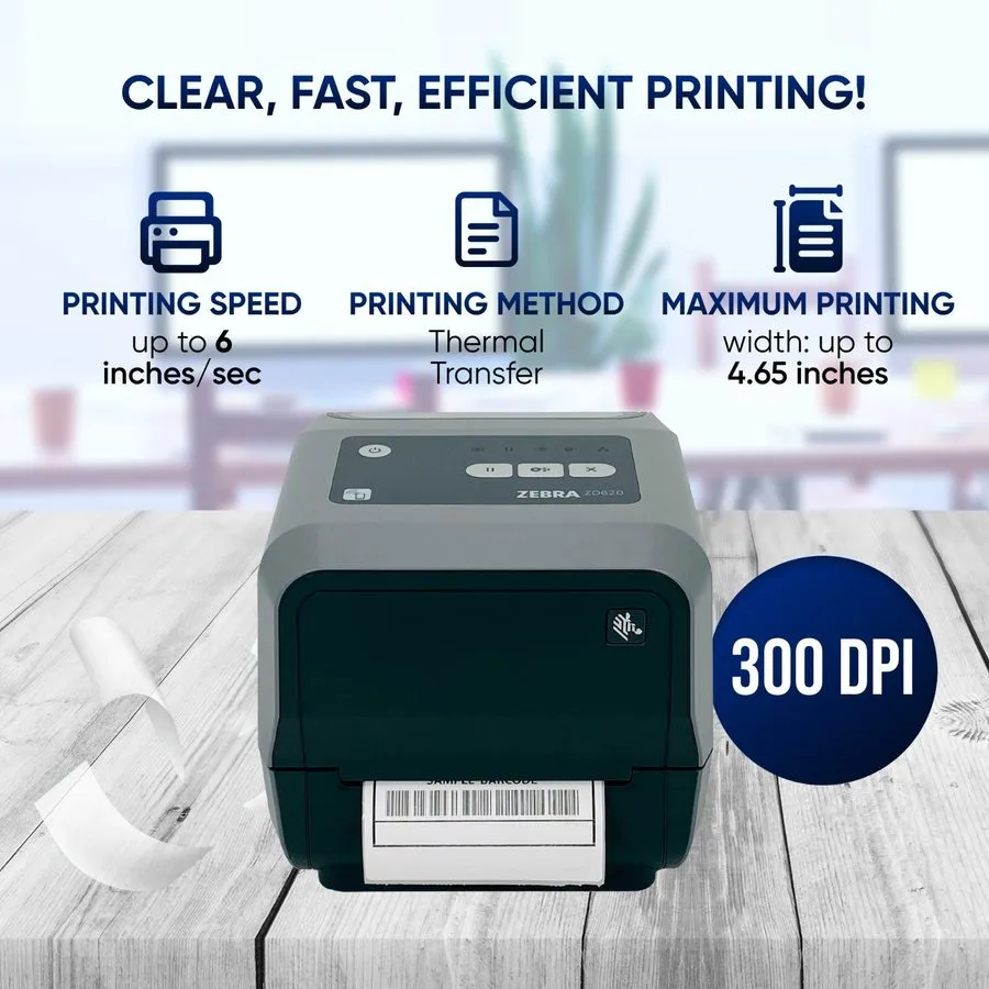 Принтер этикеток WIRELESS Zebra ZD620 Thermal Transfer Label Printer 300 dpi WiF — фото лота 1