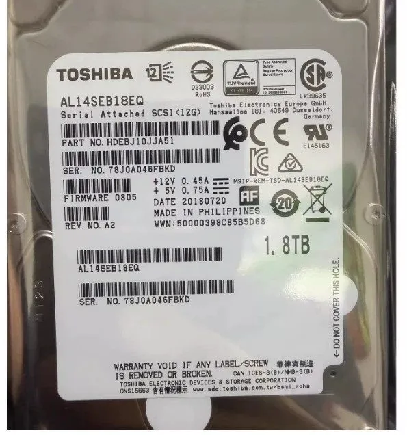Жёсткий диск Toshiba 1.8TB 10K SAS 2.5" 12Gbps 12GB AL14SEB18EQ Enterprise Hard 
