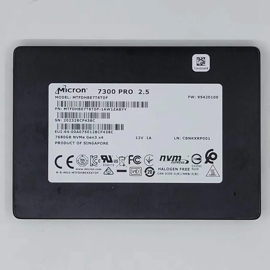 SSD-накопитель Micron 7.68TB NVMe U.2 PCIe Gen 3.0 x4 RI SFF 2.5" SSD 7300 PRO M