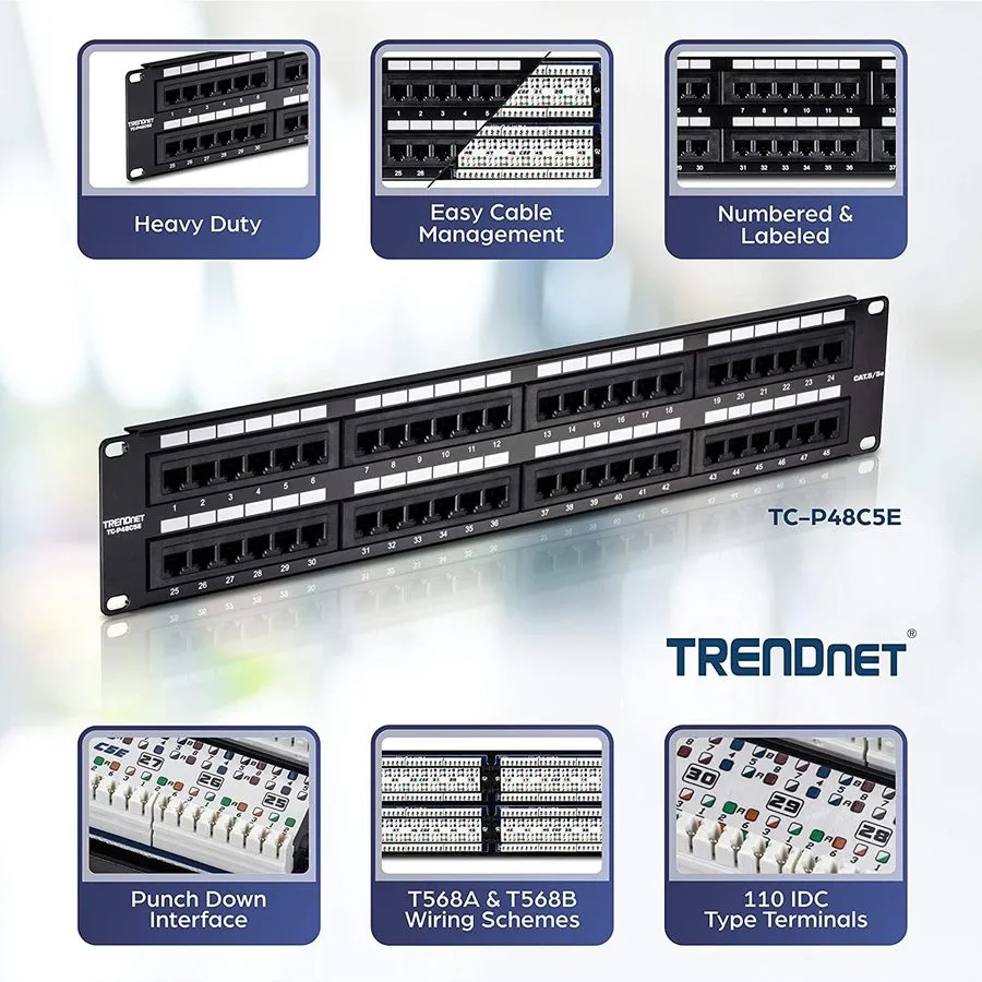 Патч-панель TRENDnet 24-Port Cat5-5e RJ-45 UTP Unshielded Patch Panel, Wall or R — фото лота 1
