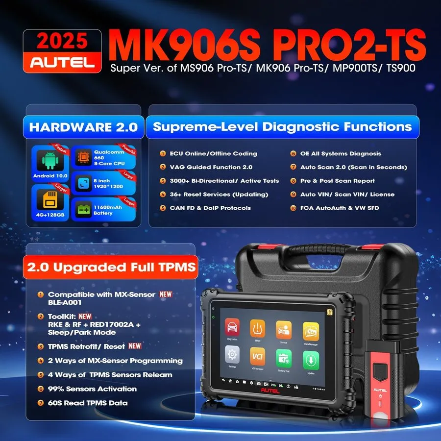 Диагностический сканер 2026 Autel Scanner MaxiSys MS906 Pro Coding Full System D