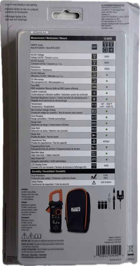 Тестер Klein Tools 400A AC/DC Auto-Ranging Smart Digital Clamp Meter CL460S