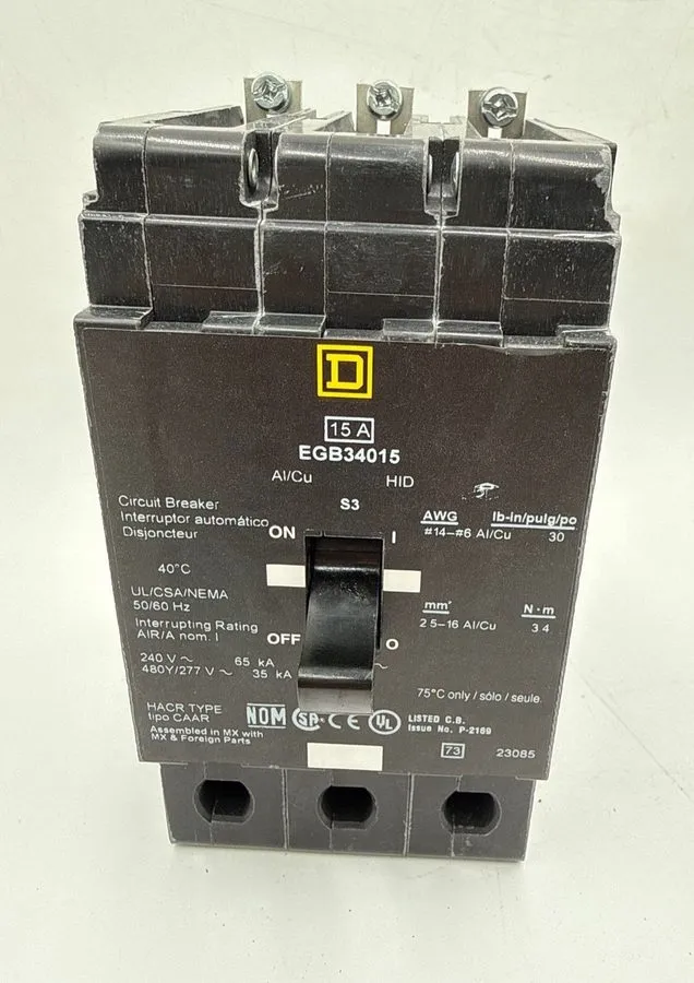 Автоматический выключатель SQUARE D EGB34015 Circuit Breaker,15A,Bolt On,277/480