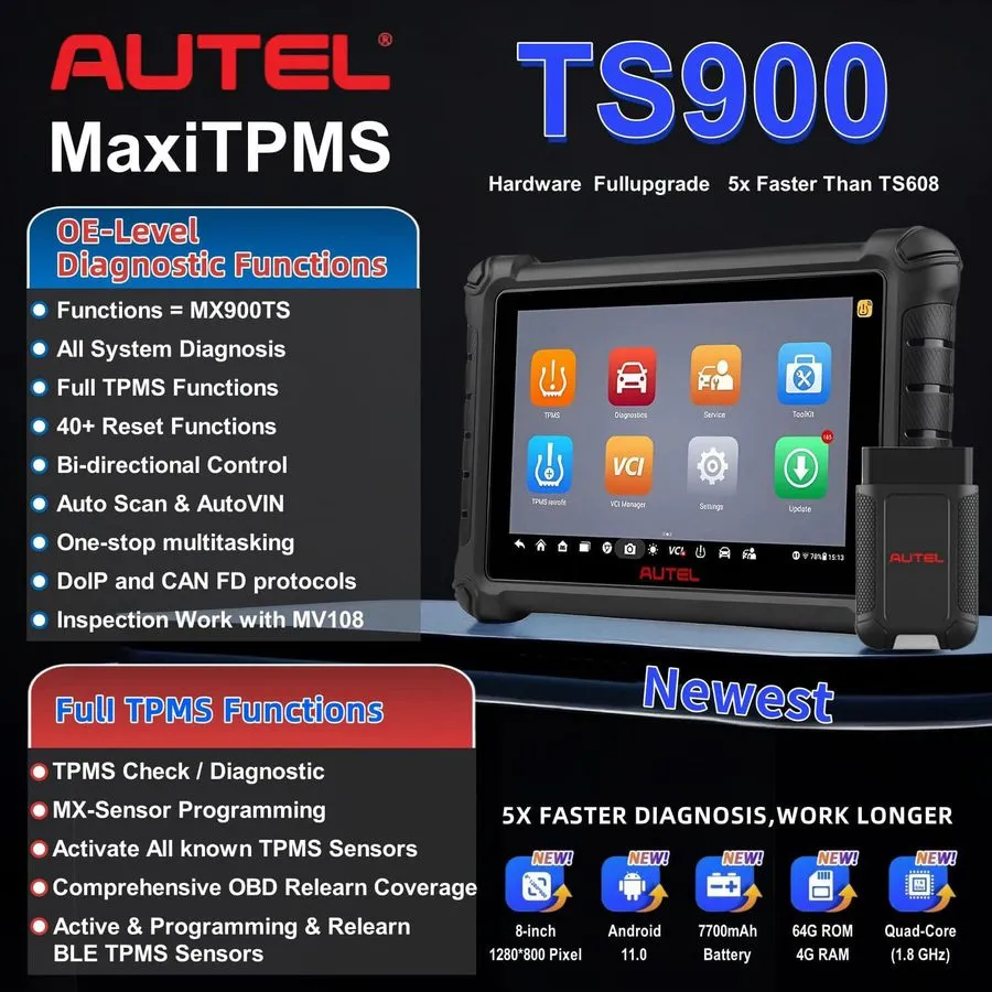Диагностический сканер 2025 AUTEL MaxiTPMS TS900 FULL FUNCTION Bi-directional DI