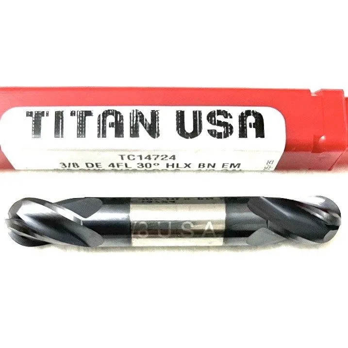 Режущий инструмент Titan USA 3/8" 4FL Carbide Double End Mill Stub Ball Nose AlT