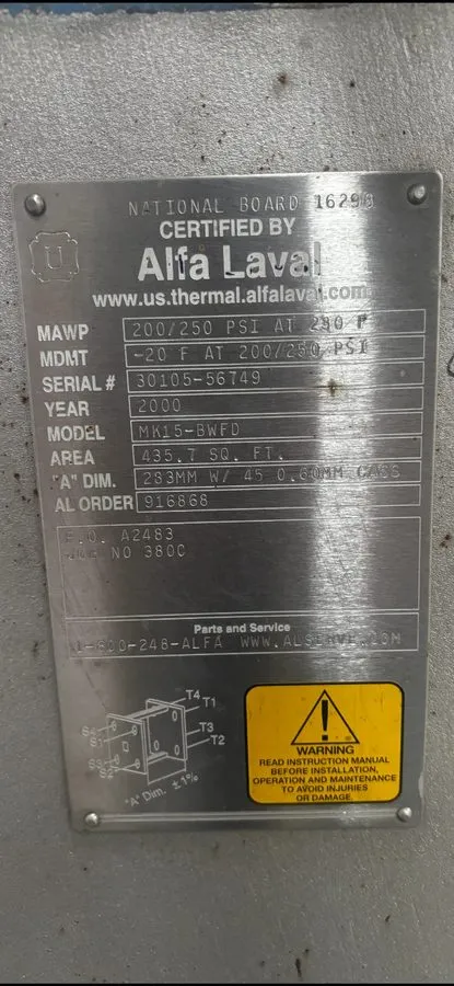 Климатическое оборудование Alfa Laval MK15-BWFD Plate Heat Exchanger Titanium Ca — фото лота 1