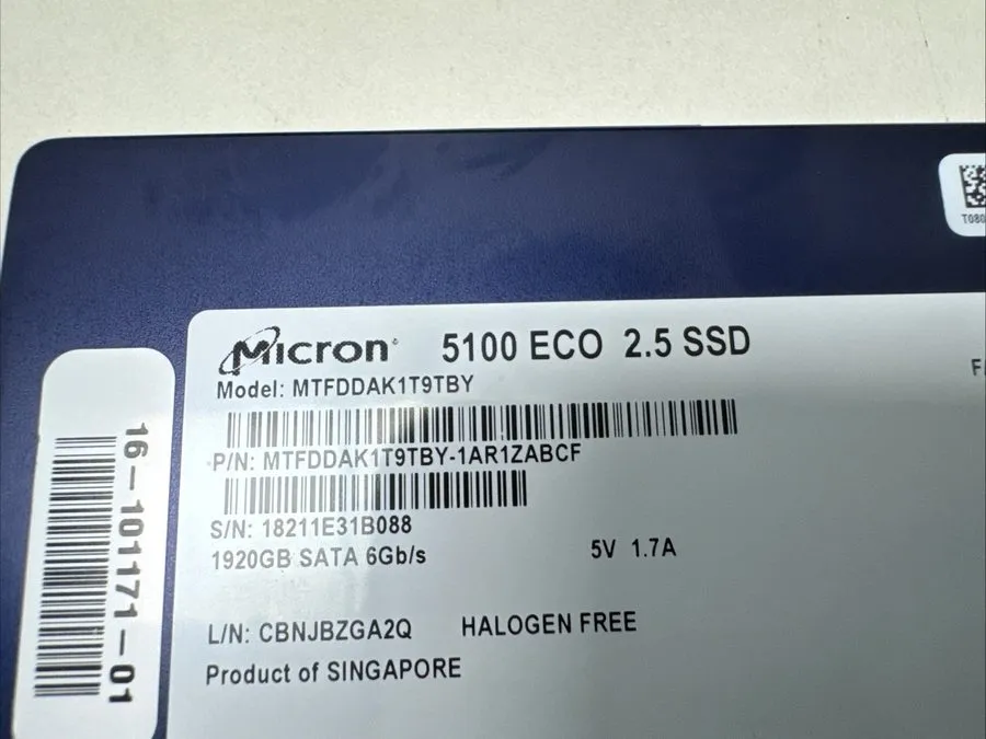 SSD-накопитель Micron 1.92TB 5100 Eco 2.5" SSD MTFDDAK1T9TBY eTLC SATA III 6Gbps — фото лота 1