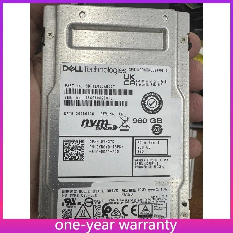 SSD-накопитель KIOXIA CD8 960GB DELL SSD 2.5" U.2 PCIe Gen4 NVME Solid State Dri