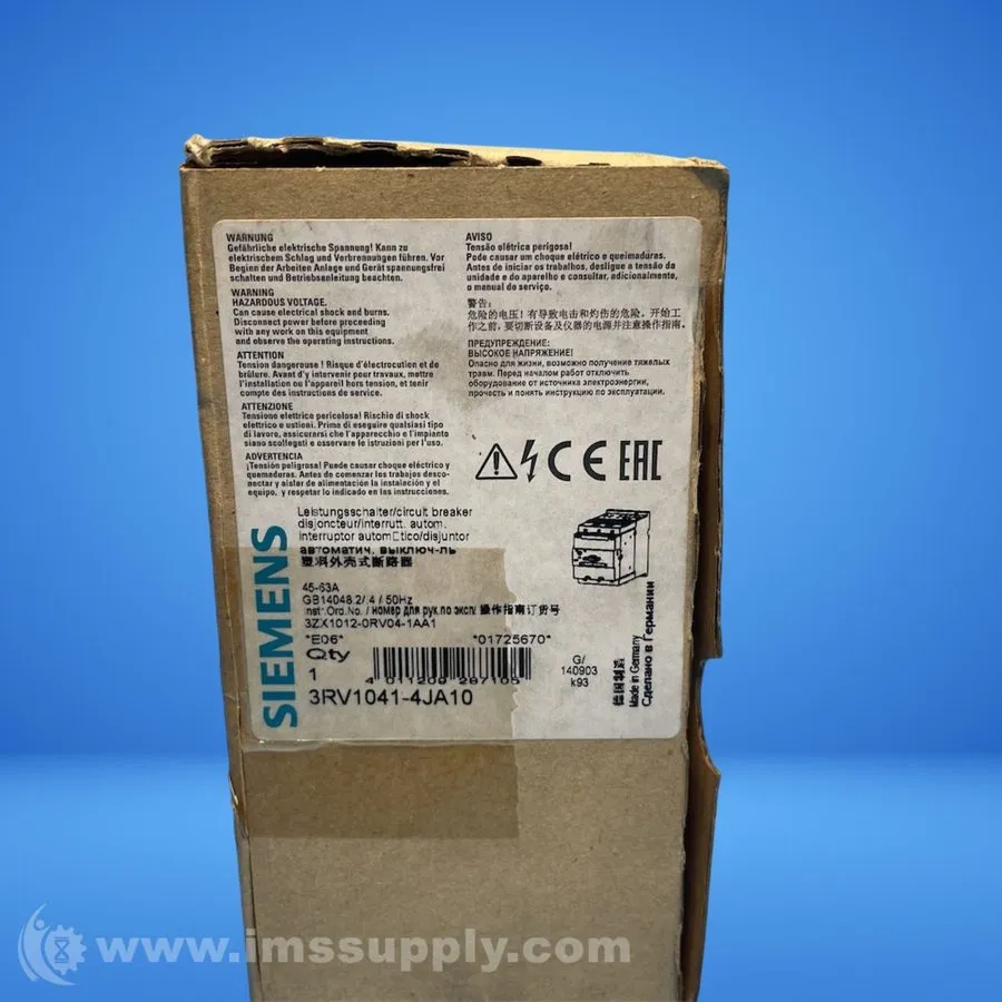 Автоматический выключатель Siemens 3RV1041-4JA10 45-63A Motor Protection Circuit