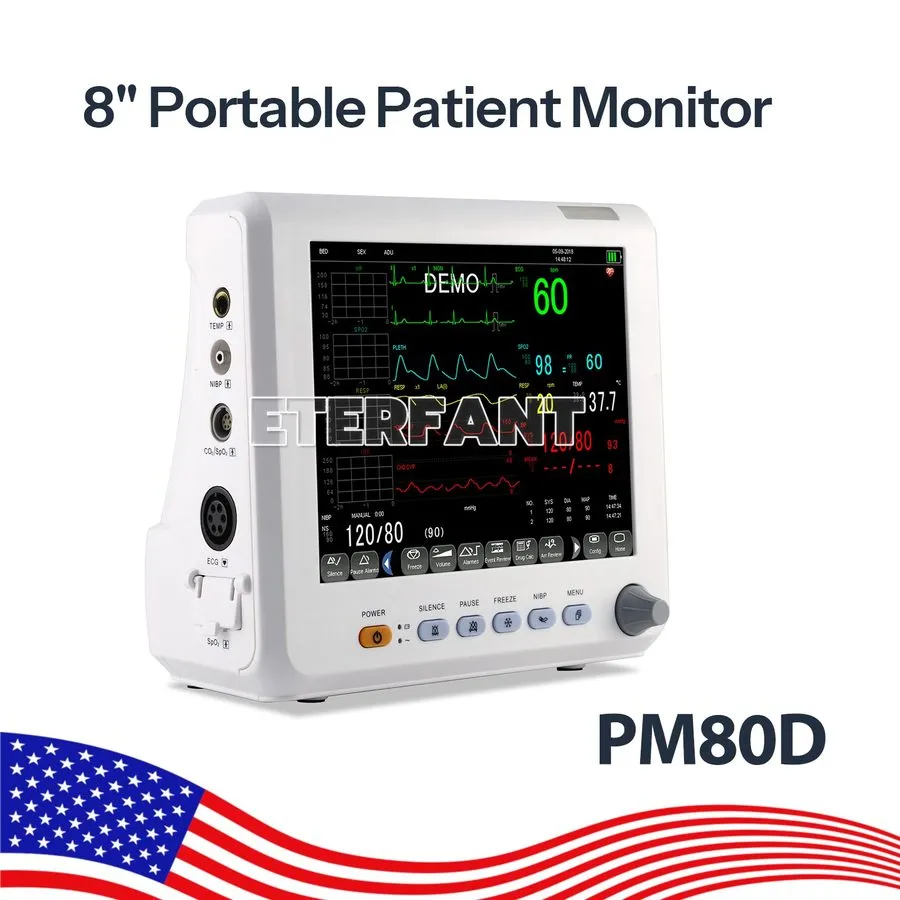 Электрокардиограф ETERFANT Portable 8" Patient Monitor Vital Sign Monitor ECG/NI — фото лота 2
