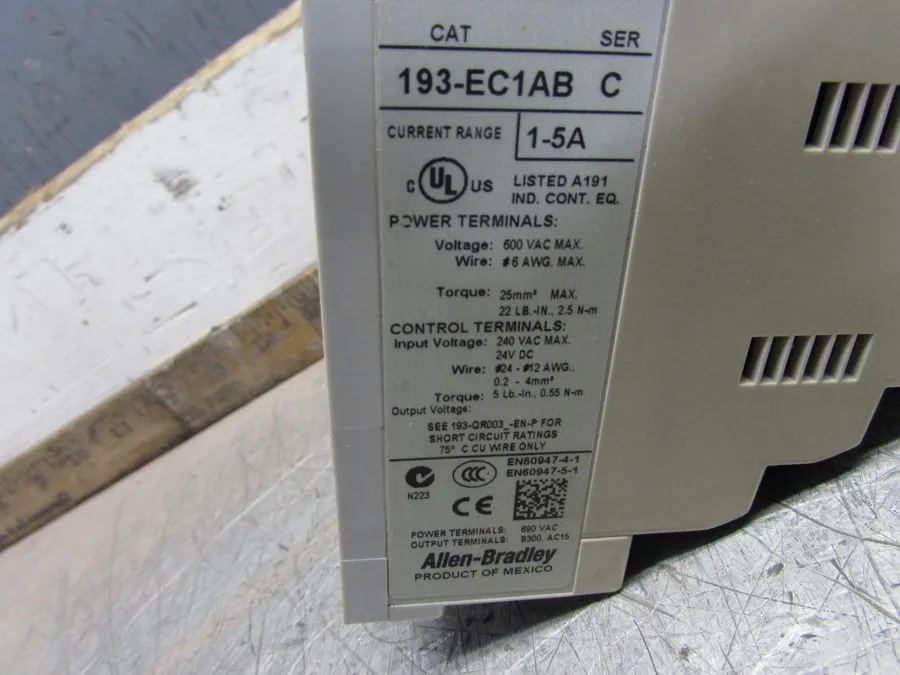 Реле защиты Allen Bradley 193-EC1AB /A E3 Electronic Motor Protection Relay 1-5A — фото лота 2
