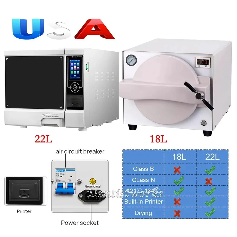 Стерилизатор 18L/22L Dental Autoclave Steam Sterilizer/Medical Class B Steriliza