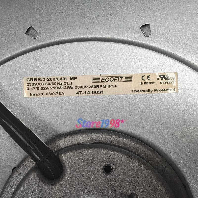 Вентилятор ECOFIT CRBB/2-280/040L MP Centrifugal Fan 280mm 230VAC 0.47/0.52A 328 — фото лота 2