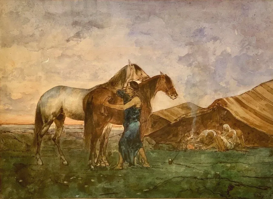 Лабораторный прибор Listed Artist Eugène Fromentin (1820-1876) Signed Watercolor — фото лота 1