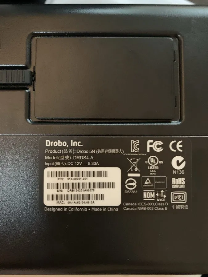 СХД Drobo 5D 5 Bay Storage Array Black (DRDR5A) NO HDDs No Cords As Is