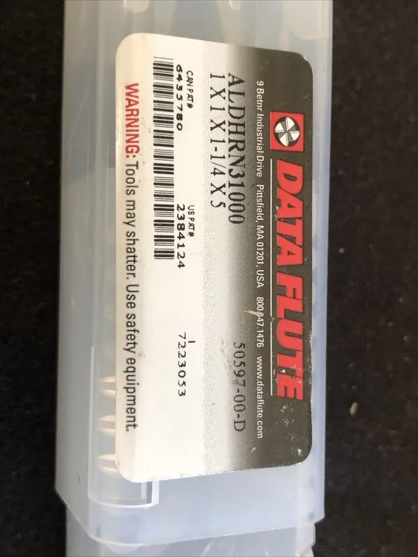Режущий инструмент Data Flute ALDHRN31000, 1 x 1 x 1-1/4 x 5 Solid Carbide 3FL S — фото лота 1