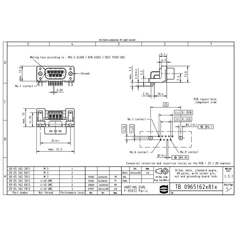 Разъём HARTING Male Connector 09651626811