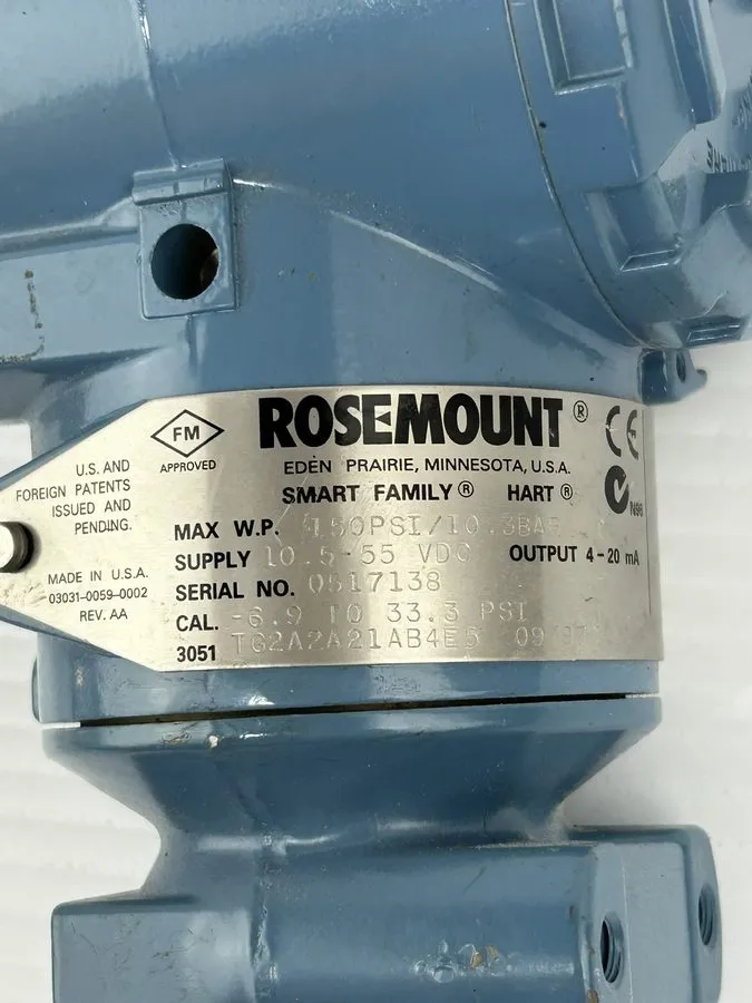 Датчик давления Rosemount Hart 3051TG2A2A21AB4E5 Pressure Transmitter 150PSI 10.
