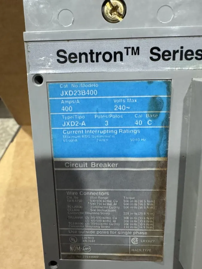 Автоматический выключатель SIEMENS SENTRON JXD2-A CIRCUIT BREAKER JXD23B400 400A