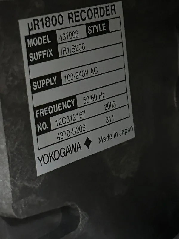 Регистратор Yokogawa Chart Recorder 437003/R1/S206 7370GB600 UR 1800 Japan — фото лота 1