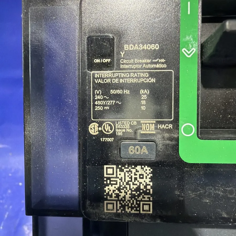 Автоматический выключатель BDA34060Y 60 Amp Square D I-Line 480V 3P Circuit Brea