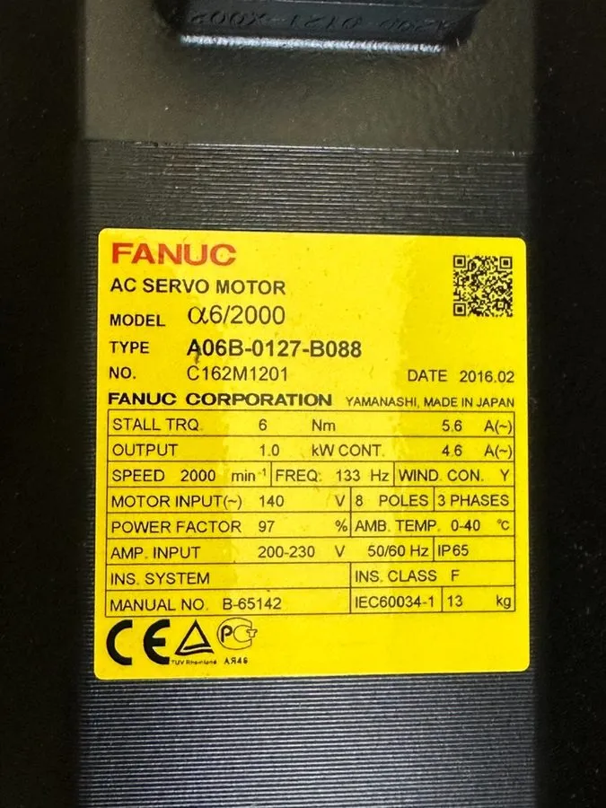 Серводвигатель FANUC / A06B-0127-B088 / AC SERVO MOTOR, 1kW